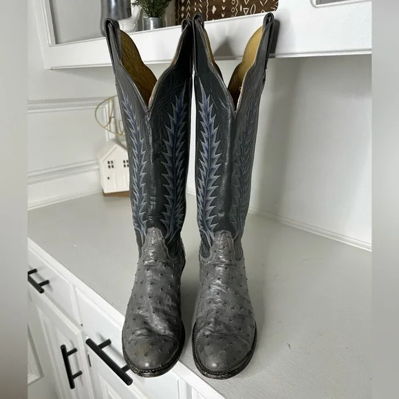 Tony Lama El Rey Ostrich Cowboy Boots Women’s 7C – Rare Vintage Western USA Made - Picture 2 of 9